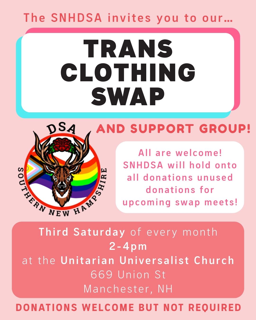 Trans Clothing Swap Poster with event details